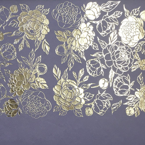 Stück PU-Leder zum Buchbinden mit silbernem Muster Silver Peony Passion, Farbe Lavendel, 50 cm x 25 cm - foto 1  - Fabrika Decoru