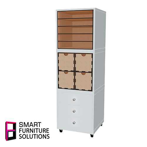 Cabinet with three drawers, Body White, 400mm x 400mm x 400mm - foto 3