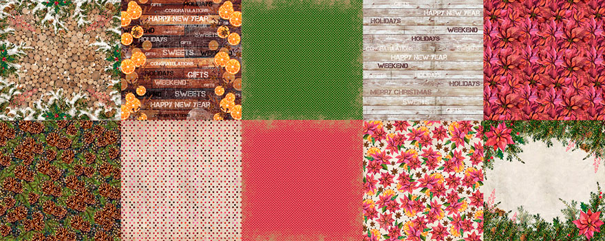 Double-sided scrapbooking paper set Botany winter 12"x12", 10 sheets - foto 0
