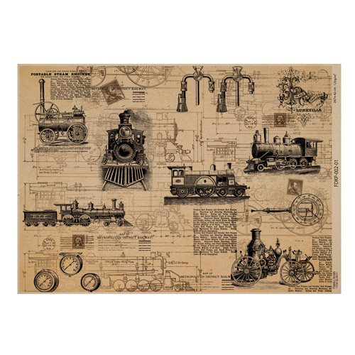 Набор односторонней крафт-бумаги для скрапбукинга Mechanics and steampunk 42x29,7 см, 10 листов - Фото 0