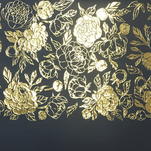 Stück PU-Leder zum Buchbinden mit Goldmuster Golden Peony Passion, Farbe Dunkelblau, 50 cm x 25 cm - foto 1  - Fabrika Decoru