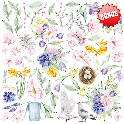 Double-sided scrapbooking paper set Tender spring 8"x8", 10 sheets - foto 10