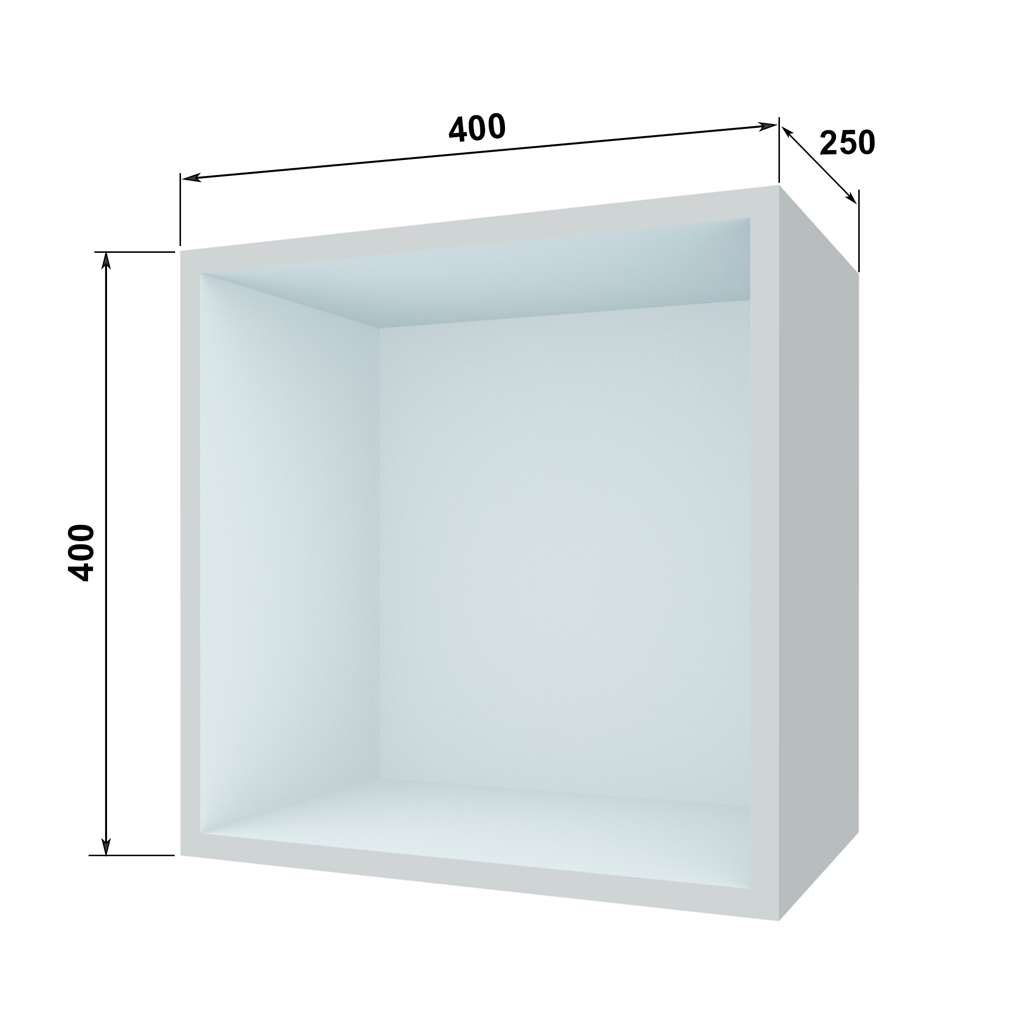 Shelf 400mm x 400mm x 250mm, White body, Back Panel MDF - foto 2