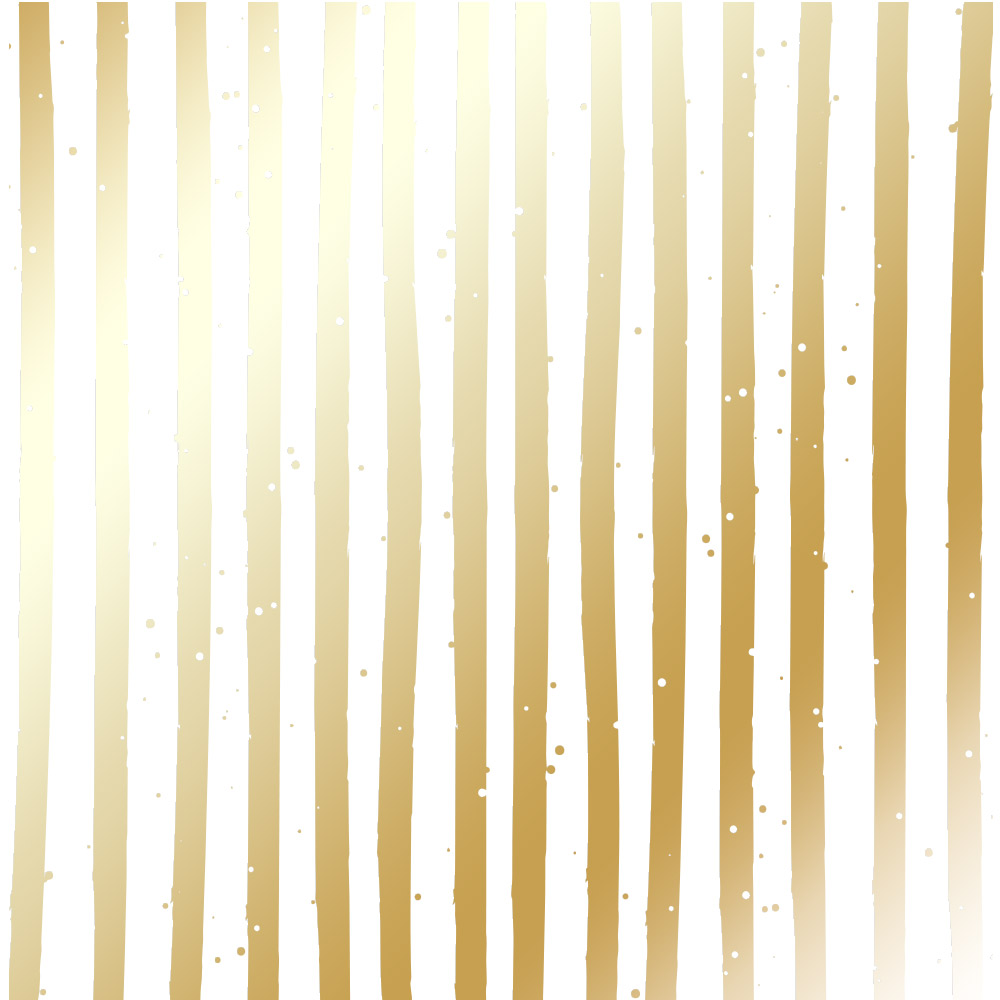 Blatt einseitig bedrucktes Papier mit Goldfolienprägung, Muster Golden Stripes White, 12"x12" - Fabrika Decoru