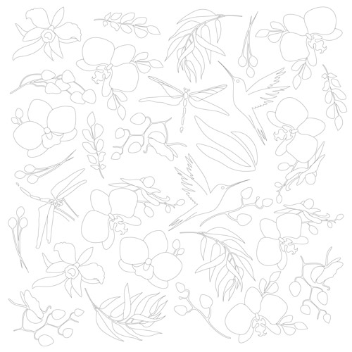 Sheet of paper 12"x12" for coloring using inks or glazes, Orchid