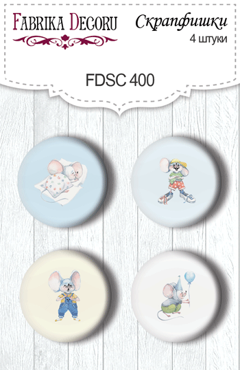 Set of 4pcs flair buttons for scrabooking My little mousy boy #400