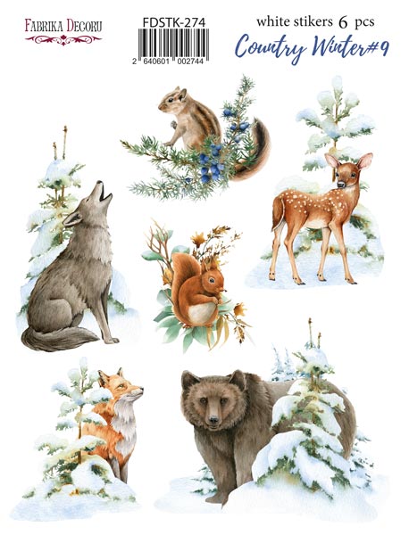 Set of stickers 6pcs Country winter #274