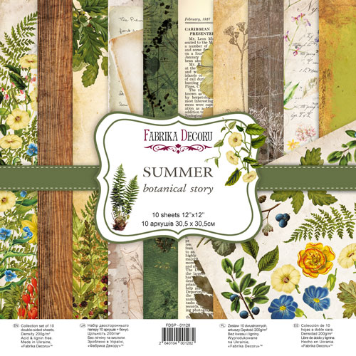 Zestaw papieru do scrapbookingu Summer botanical story , 30,5 cm x 30,5 cm - Fabrika Decoru