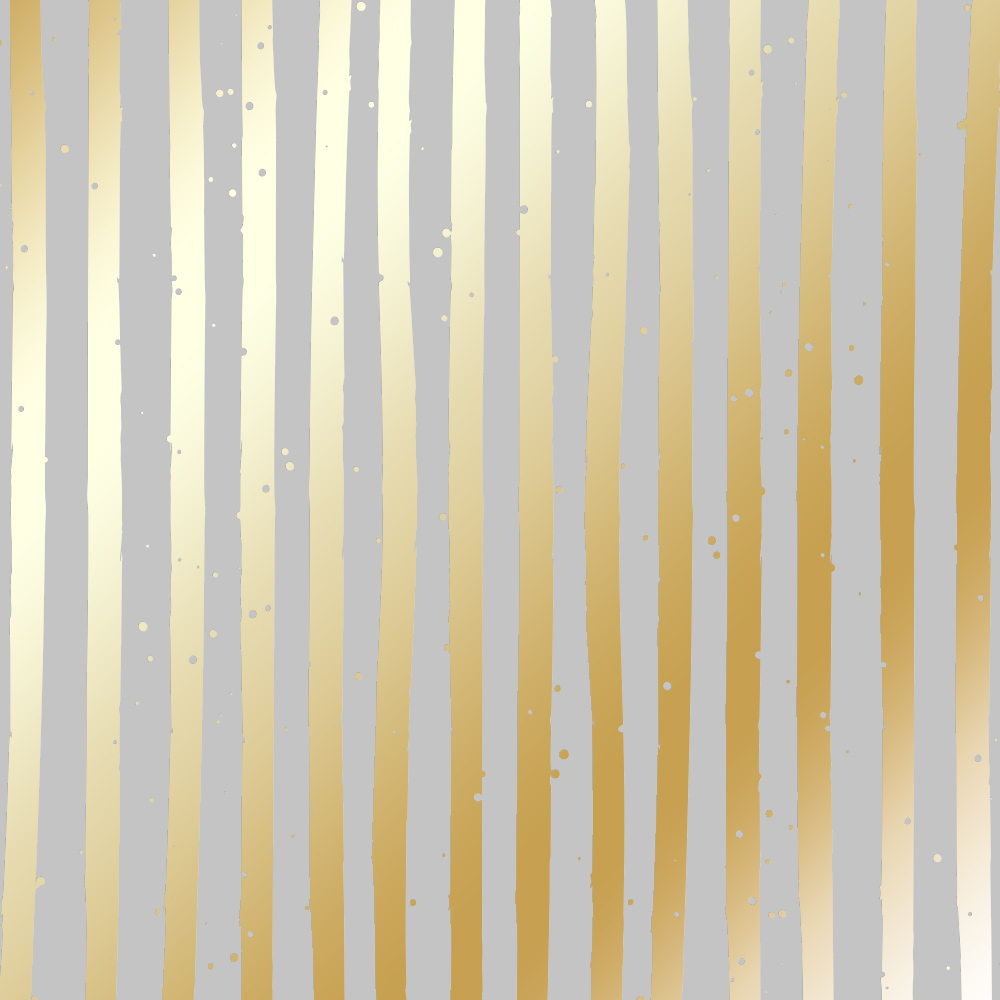 Sheet of single-sided paper with gold foil embossing, pattern Golden Stripes Gray, 12"x12" 