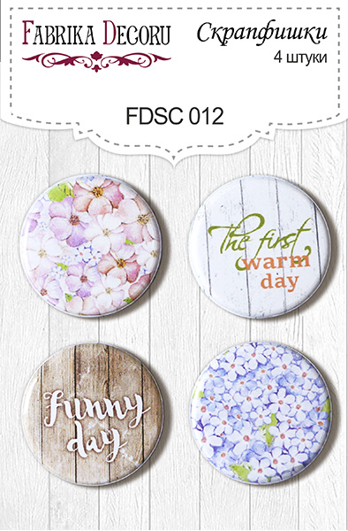 Set mit 4 Flair-Buttons für Scrapbooking #012 - Fabrika Decoru