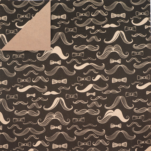 Doppelseitiger Kraftpapierbogen 12"x12" Moustache-Mix - Fabrika Decoru