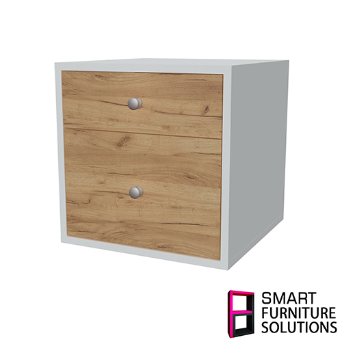 Cabinet with two drawers 0,7:0,3, Fronts Golden Oak, 400mm x 400mm x 400mm - foto 0