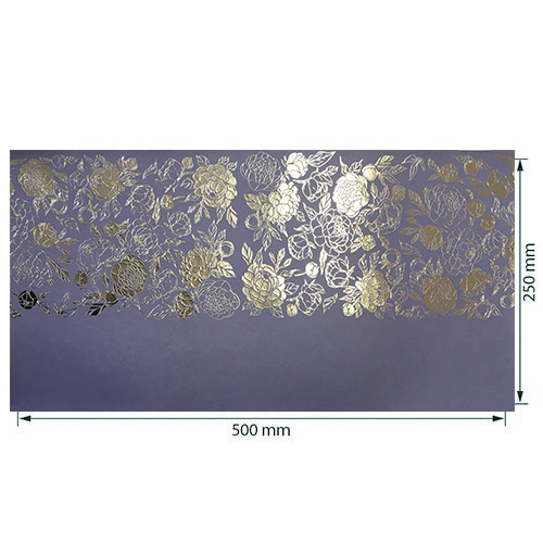 Stück PU-Leder zum Buchbinden mit silbernem Muster Silver Peony Passion, Farbe Lavendel, 50 cm x 25 cm - foto 0  - Fabrika Decoru