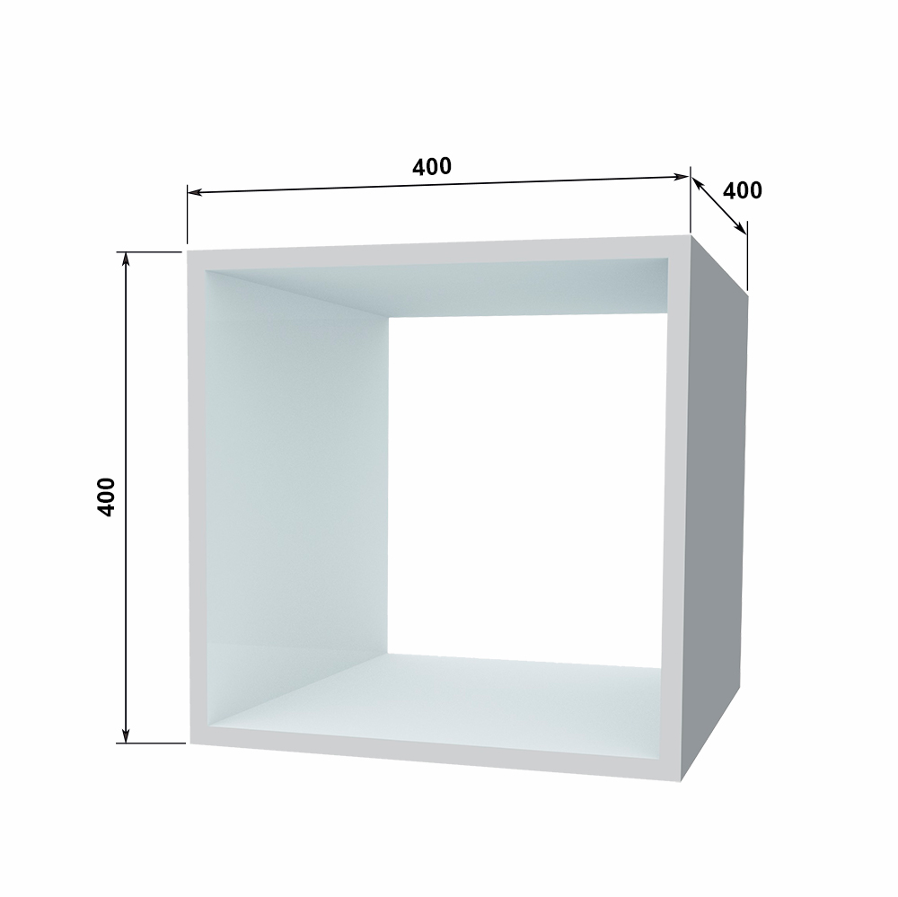 Möbel Sektion - Würfel, Gehäuse Weiß, Ohne Rückwand, 400mm x 400mm x 400mm - foto 1  - Fabrika Decoru
