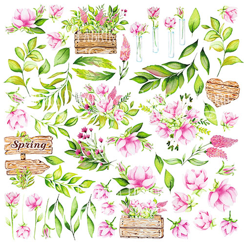 Sheet of images for cutting. Collection "Spring blossom"
