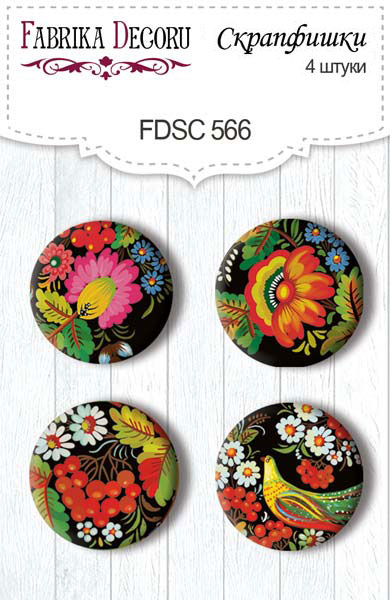 Zestaw 4 ozdobnych buttonów Inspired by Ukraine #566 - Fabrika Decoru