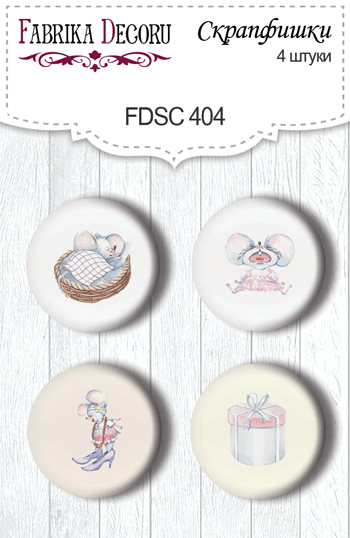 Set of 4pcs flair buttons for scrabooking My little mousy girl #404