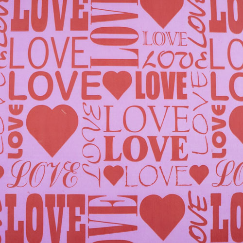 Kraft paper sheet 12"x12"  Love on pink