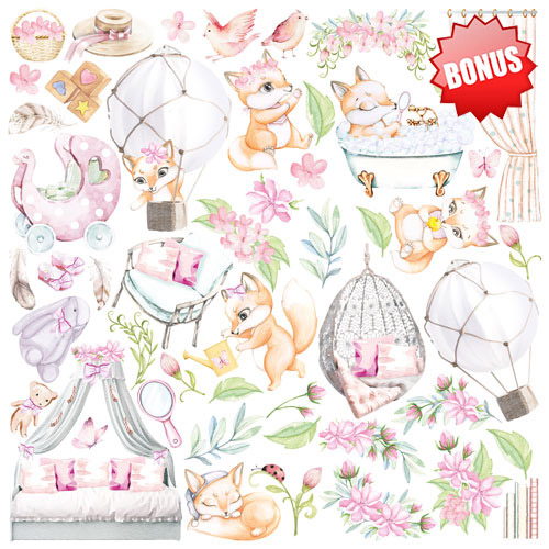 Double-sided scrapbooking paper set Funny fox girl 8"x8", 10 sheets - foto 11