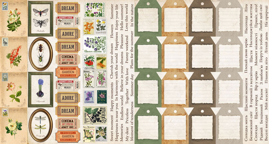 Double-sided scrapbooking paper set Summer botanical story 12”x12", 10 sheets - foto 12