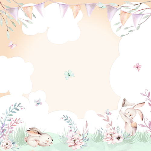 Набор бумаги для скрапбукинга Sweet bunny 20x20 см, 10 листов - Фото 1