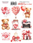 Set of stickers 9 pcs, Teddy bear in love, #382