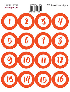 набор наклеек (стикеров) 16 шт orange numbers #364