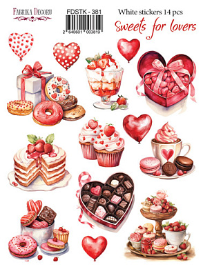 набор наклеек (стикеров) 14 шт, sweets for lovers, #381