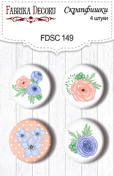 4er-Set Flair-Buttons zum Scrapbooking "Blumenstimmung" #149