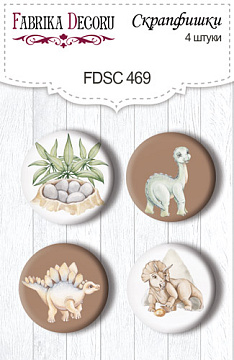 Set of 4pcs flair buttons for scrabooking Dinosauria #469