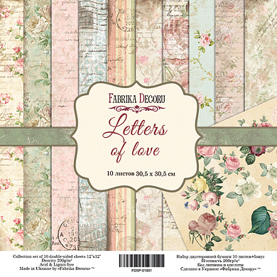 коллекция бумаги для скрапбукинга letters of love, 30,5 x 30,5 см, 10 листов