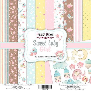 коллекция бумаги для скрапбукинга sweet baby girl, 30,5 x 30,5 см, 10 листов