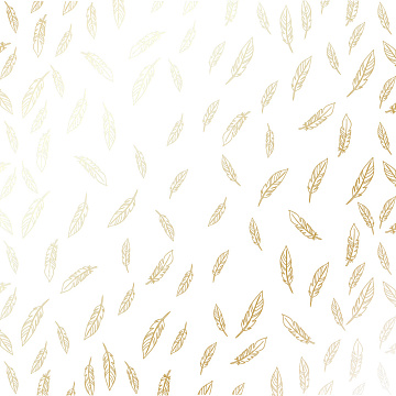 Sheet of single-sided paper with gold foil embossing, pattern Golden Feather White, 12"x12"