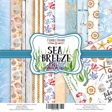 коллекция бумаги для скрапбукинга sea breeze, 30,5 x 30,5 см, 10 листов