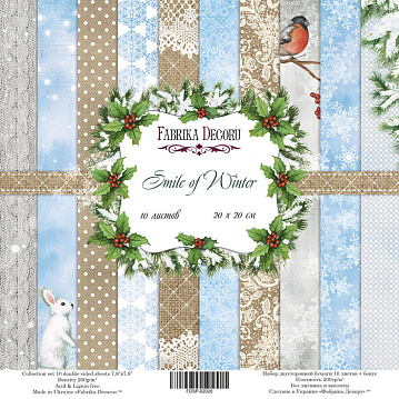 Double-sided scrapbooking paper set Smile of winter 8"x8", 10 sheets