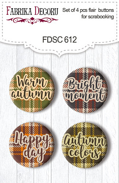 Zestaw 4 ozdobnych buttonów Bright Autumn EN #612