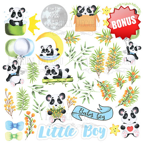 Набор бумаги для скрапбукинга My little panda boy  20x20 см 10 листов - Фото 11