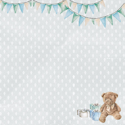 Double-sided scrapbooking paper set  "Shabby baby boy redesign" 8”x8”  - foto 2
