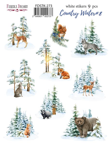 Set of stickers 9pcs Country winter #273