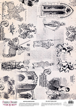Arkusz kalki z nadrukiem, Deco Vellum, format A3 (11,7" х 16,5"), "Vintage Knightly romance"