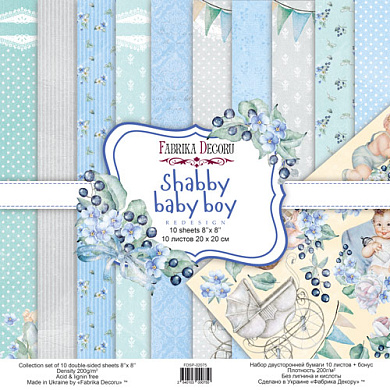 набор бумаги для скрапбукинга "shabby baby boy redesign" 20x20 см, 10 листов